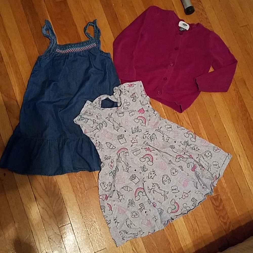 Toddler Girl Set of 2 Dresses and 1 Cardigan 4T